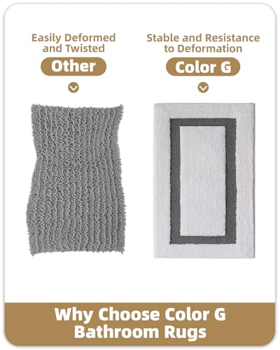 Image of Color&Geometry White Bathroom Rugs 43x24, Extra Soft Absorbent Microfiber Bath Rugs, Non-Slip Bathroom mat, Washable Plush Bath Mats for Bathroom, Shower, Bathtub, Laundry, White Gray