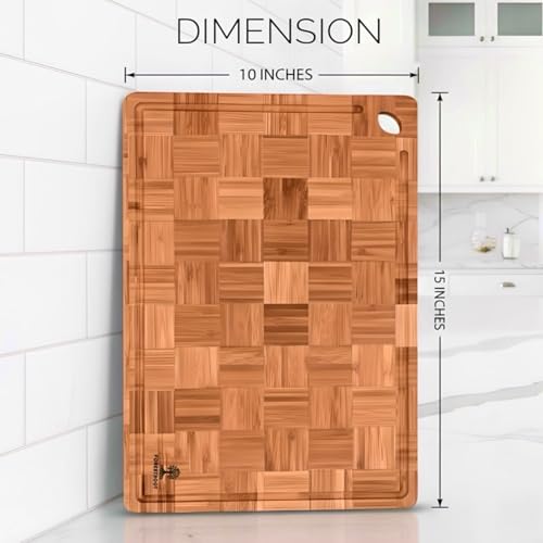 Tabla de Cortar de Bambú Rectangular 40x27x2 cm con Asa y Surco para Jugo miniatura 2