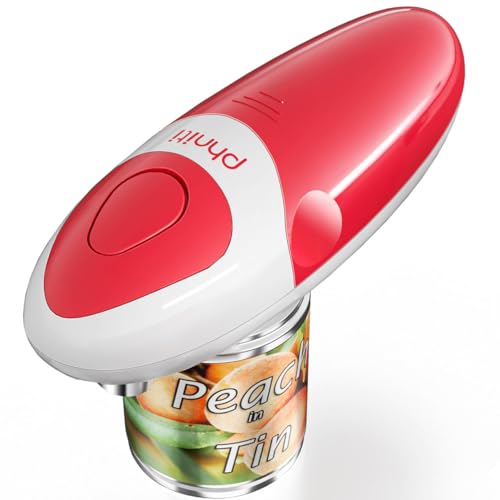 Ouvre-boîte électrique automatique rouge et blanc à piles Phniti