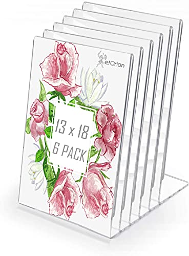 e!Orion Juego de 6 Soporte de sobremesa DE 13x18 cm, Portafotos de plástico Transparente, Idea para Hogar, Oficina, Bar y Restaurante (Vertical)