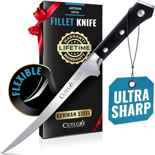 Cutluxe Fillet Knife for Fish & Meat – 7" Razor Sharp Boning Knife – Flexible High Carbon German Steel