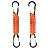 BRAVESHINE 2 Pack Paracord Keychain Hook D Ring Carabiner Clips for Water Bottle, Key, Backpacks, Boys, Girls, Men, Women - Orange