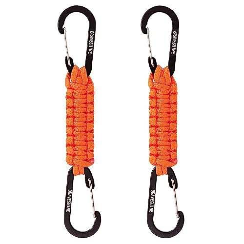 Image of BRAVESHINE Paracord Keychain Carabiner Clip, D Ring Lanyard Hanger Stroller Hook for Water Bottle, Key, Backpacks, Men, Women