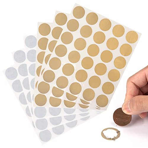 Autocollants à Gratter Circulaire 2,5cm Cartes Étiquette Rectangle pour DIY Carte Postale Surprise Cadeau 180 Pièces Or Argent