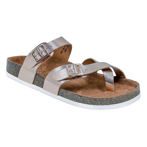 Image of LYDC LONDON Women's Sandals. Lightweight stylish and comfortable flat sandals for office wear and gatherings. Orthopaedic and flat foot friendly. Doctor trusted timeless fashion sandals for women with modern appeal