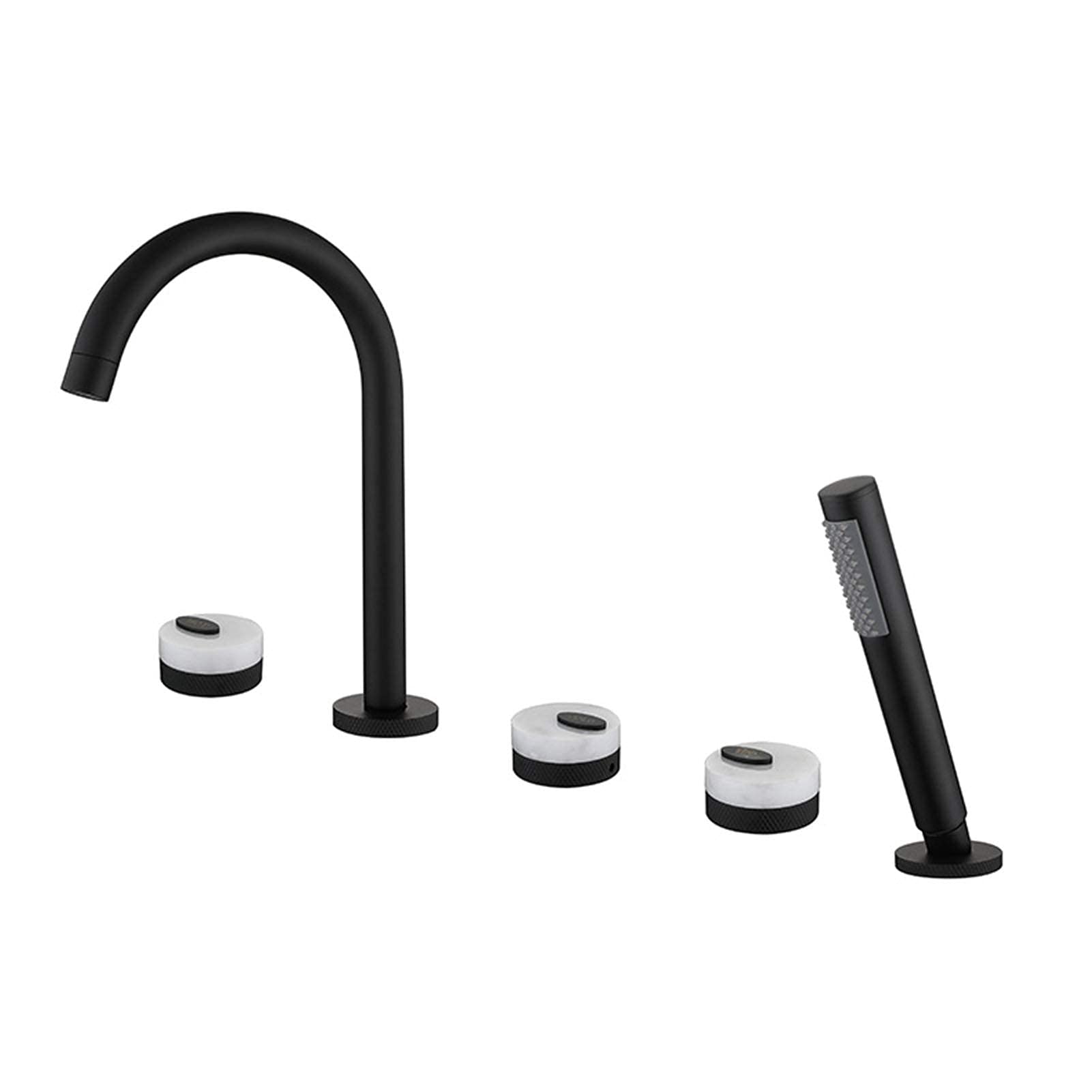 CWCQGH Tub Faucet with Handheld Shower Black, 5 Holes Deck Mounted Bathtub Shower Faucet, Brass Shower Faucet Set, Bath Shower Mixer Tap