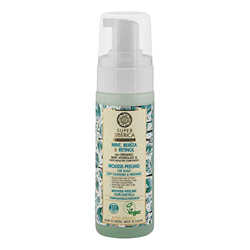 Natura Siberica Super Mint, bereza y retinol. Peeling de mousse para cuero cabelludo, 170 ml