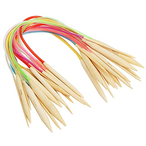 SHUAIGUO Juego de Agujas de Tejer bambú, Ligeras y Resistentes, Tamaños 2 a 10 Mm, Longevidad Superior, Agujas Anulares Suaves para Entusiastas del Tejido (40cm)