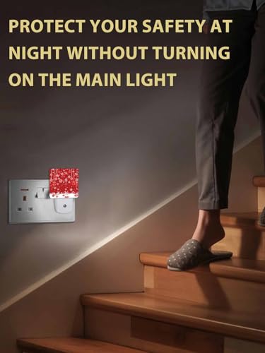 Image of Christmas Balls Night Light Plug in LED Night Lamp Automatic Sensor Red Night Lights, Winter Snowflake Night-Lights Plug into Wall for Bedroom Bathroom Kitchen Hallway Christmas Decor