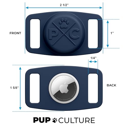 Image of Pup Culture Airtag Dog Collar | Durable & Protective Holder - Track Your Pet Using Apple Technology - For Dogs And Cats, Navy