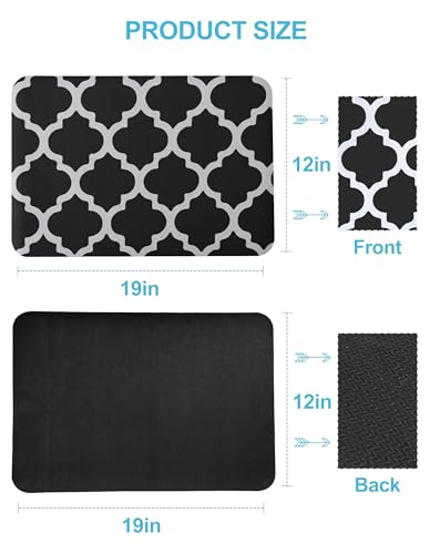 Image of Dish Drying Mat for Kitchen Counter, 12x19 Rubber Backed (Black Trellis)