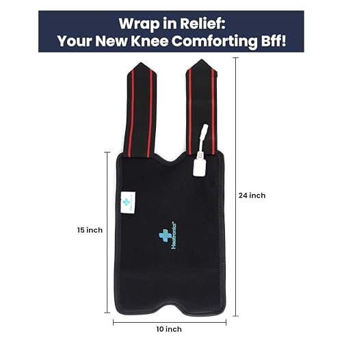 HEATRONICS® KneePro+ Heating Pad for Knee Pain, Arthritis Pain and Joint Pain Relief | Universal Fit | Gift for Women Men Mom Dad (5 Heat Levels/Black)