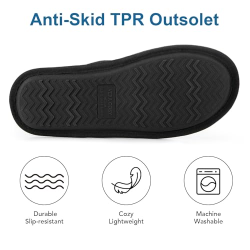 Image of VeraCosy Men's Corduroy Scuff Slippers Soft Comfy Memory Foam Non-slip Indoor House Shoes