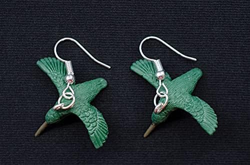 Hummingbird Earrings Miniblings Bird Birds Rubber Hummingbirds 30Mm Green