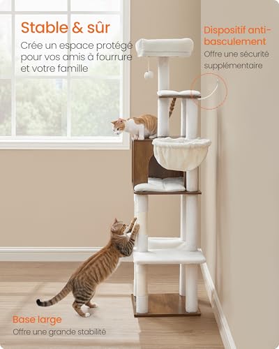 Arbre à chat avec hamac Feandrea multi-niveaux et griffoirs pour grand chat - 7