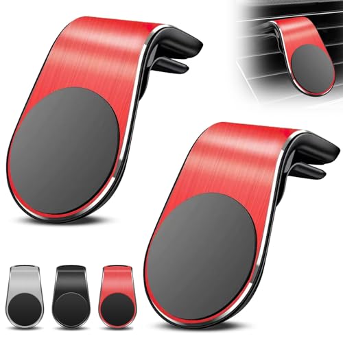 2 staffe magnetiche per navigatore cellulare, tipo L, girevole a 360°, universale, per auto, forte supporto magnetico per qualsiasi smartphone (rosso)