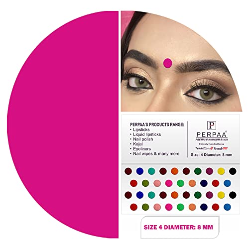 Image of PERPAA Premium Velvet Sticker Kumkum Bindi Box of 15 Flaps - Pottu for Women,Ladies, Girls (Size 04, Diameter 8mm, Multicolor)
