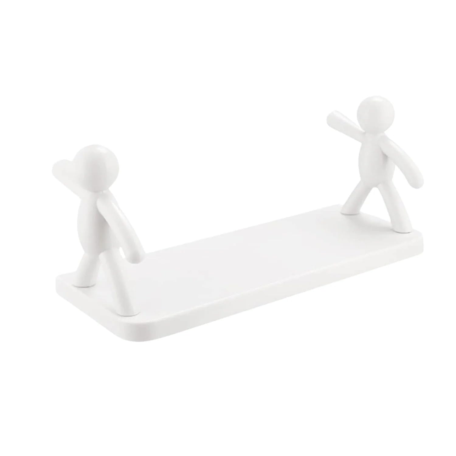 Oblivion Self-Adhesive Floating Shelves – Wall Hanging Bathroom Storage, Human Hook Rack, Wall-Mounted Small Ledge, Plastic Shelf with Stickers for Small Spaces Glossy White (Pack of 1)