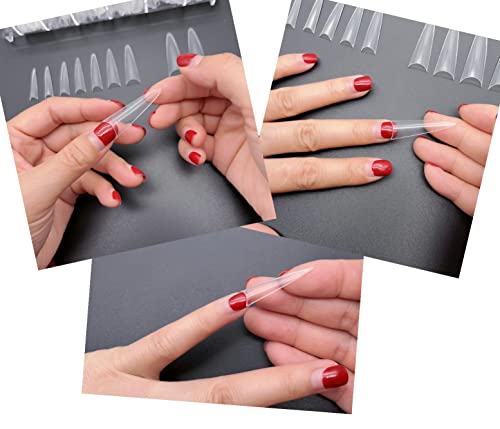 JZK 500x Clear Extra Long Half Cover Stiletto Nail Tips for Acrylic Extensions Long Pointy False Nail Tips for Gel And Acrylic Nails Finger Nail Extension Tips For Nail Salon - Image 3