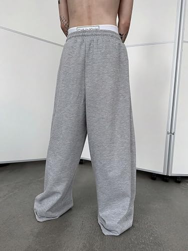SHENHE Men's Baggy Pants Wide Leg Drawstring Waist Loose Sweatpants with Pockets2