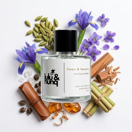 Image of LULU & HUNQ Linen & Larceny Perfume for Men & Women 100ml | 12 Hours Long Lasting Eau De Parfum Premium Luxury Smell | Best Unisex Perfume | Oriental Floral Fragrance