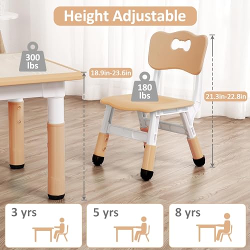 Image of Kids Table and Chairs Set, Height Adjustable Activity Desk (Ages 2-10) - Graffiti & Arts Crafts Desktop with Non-Slip Legs, 300lbs Max Load, Multi-Use for Home, Classrooms & Daycares