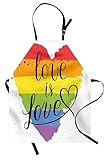Ambesonne Pride Apron, LGBT Gay Lesbian Parade Love is Love Hand Writing Paint Strokes, Unisex Kitchen Bib with Adjustable Neck for Cooking Gardening, Adult Size, Red Black