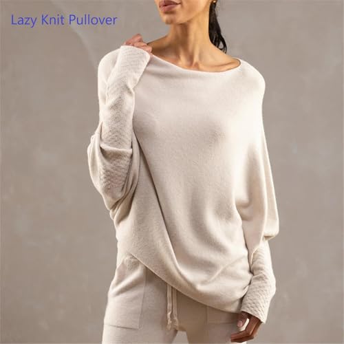 Asymmetric Draped Jumper Sweater for Women,Casual Batwing Sleeve Loose Off Shoulder Knit Pullovers Jumper4