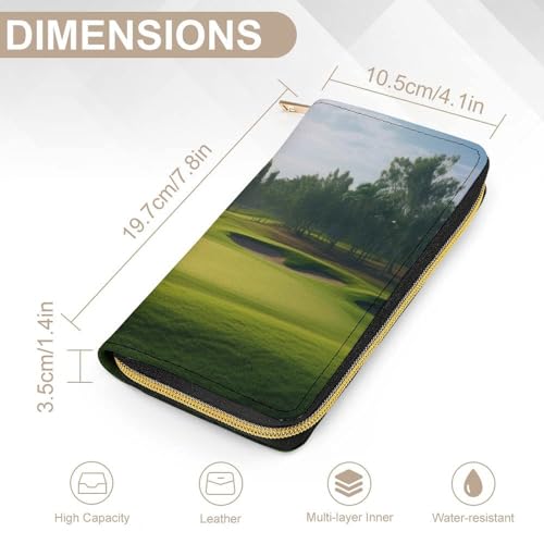 Golf Course Print Long Wallet for Women Men PU Leather Card Holder Organizer with Zipper Coin Pocket & Cash Slots2