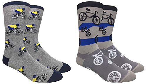 Fine Fit Mens Novelty Print Trouser Socks 2 Pair Set (Bicycles)