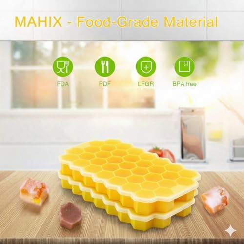Image of Pack of 4 NEXVEU Silicon ICE Cube Tray with LID, 148 Cavity, Flexible, Easy Release, LFGB Certified, BPA Free, Dishwasher Safe, Durable & Reusable Ice Maker Mold for All Types of Drinks & Water.