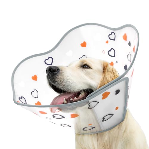 Supet Dog Cone for Dogs After Surgery, Comfortable Dog Cones for Large Dogs to Stop Licking, Soft Dog Cone Collar with Protect Neck Fabric, Protective Elizabethan Collar for Medium Small Dogs Love L Supet Dog Cone for Dogs After Surgery, Comfortable Dog Cones for Large Dogs to Stop Licking, Soft Dog Cone Collar with Protect Neck Fabric, Protective Elizabethan Collar for Medium Small Dogs Love L