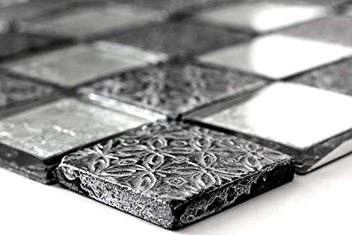 Piastrelle a mosaico in vetro, cristallo, effetto resina, colore argento, specchietti per piastrelle, rivestimenti per elettrodomestici, fissaggio a parete, 10 tappetini