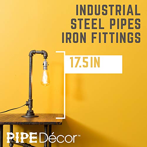 Industrial Pipe Table Lamp By Pipe Décor, Vintage And Rustic Design Dimmable Desk Or Table Lamp, Diy With Swag Kit, Minimalist Retro Steampunk Farmhouse Decor, Reader Design Gray #TOP4
