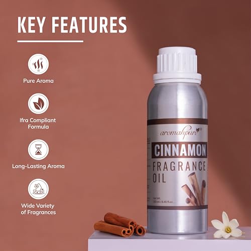 Image of Aromahpure Cinnamon Aroma Oil | 250ml Undiluted & Natural | Long-Lasting Scent for Aromatherapy, Candle & Soap Making, Diffusers, Room Freshener, Humidifier, Bathroom Revitalizer & Home Essentials