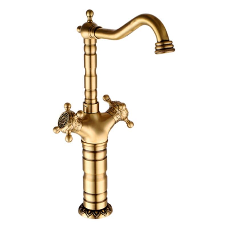 Robinet de salle de bain en laiton antique sculpté haut de gamme pour vasque