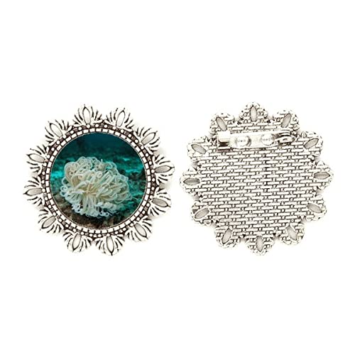 Broche de medusas verdes de plata broches marinos medianos para chaquetas
