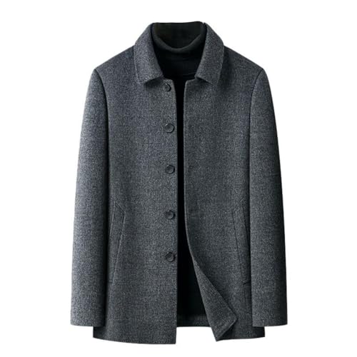 Gabardina gris de lana premium de doble cara para invierno con forro de plumón de ganso
