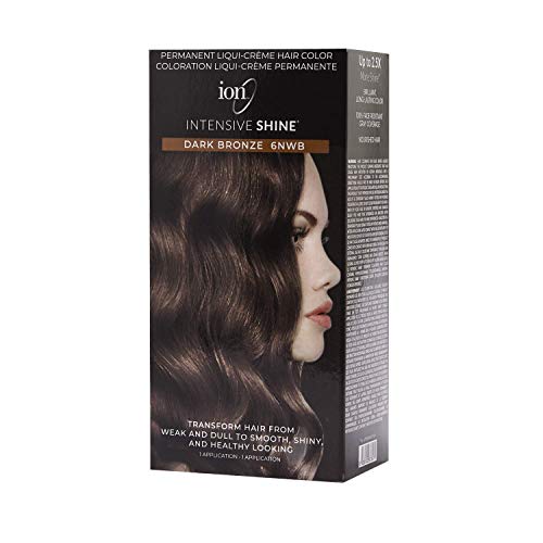 ION Intensive Shine Permanent Liqui-Creme Hair Color Kit Fade Resistant Gray Coverage 2.5 Times More Shine Brilliant Long Lasting Color - Dark Bronze 6NWB