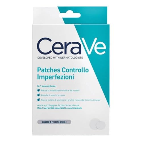 CeraVe Patches Idrocolloidali Anti Brufoli, Per Pelli a Tendenza Acneica, Trasparenti e Invisibili sulla Pelle, Non lascia segni, Con Niacinamide e 3 Ceramidi Essenziali, 22 Pezzi