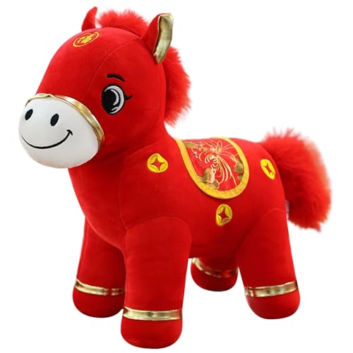 Bemonew Caballo de Peluche del Zodiaco Chino Animal de Peluche decoración de Año Nuevo Chino para el hogar la Oficina y la Escuela 10 Pulgadas