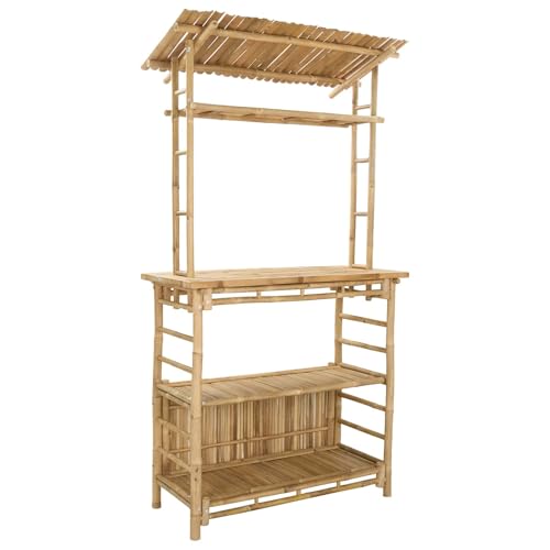 Table de bar extérieure avec toit et étagères de rangement