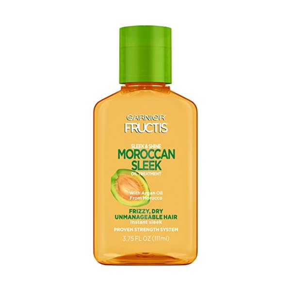 Garnier-Fructis-Sleek-and-Shine-Moroccan-Sleek-Oil-Treatment-Frizzy-Dry-Hair-375-Fl-Oz Garnier Fructis Sleek & Shine Moroccan Sleek Smoothing Oil for Frizzy, Dry Hair, Argan Oil, 3.75 Fl Oz, 1 Count (Packaging May Vary)