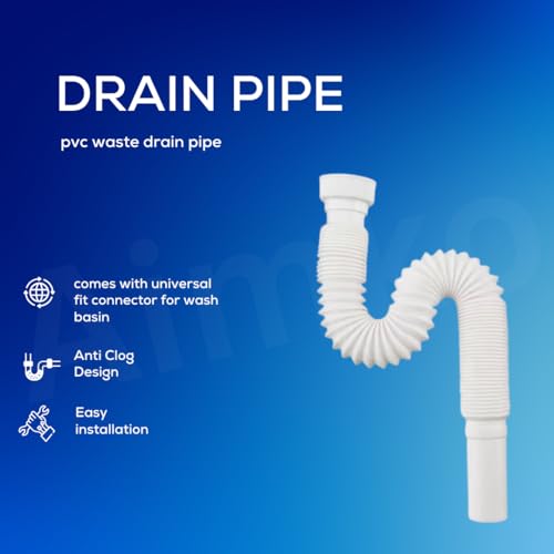 Image of 1 Meter Flexible PVC Waste Pipe Drain Hose Connector (Pack of 2) | Universal Fit for Bathroom & Kitchen Sink | Anti-Clog, Leak-Resistant Design | Easy Installation for Basin & Wash Basin Drainage