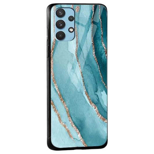 Image of COLORflow Back Cover Compatible with Samsung Galaxy A53 5G | Blue Marble Golden Stripes | Shockproof TPU Bumper Cover with Camera Protection Back Cover