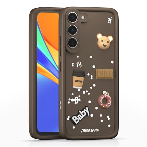 Image of Pikkme Back Cover for Samsung Galaxy S23 5G | Cute Fun Cartoon 3D Bear Silicone Full Body Protection Bumper Cover (Brown)