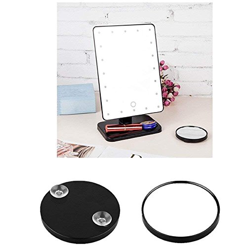 Lighted Makeup Mirror 20 LED, Lmeison Vanity Mirror with Touch Screen, Detachable 10X Magnification Mirrors,180° Free Rotation Movable Cosmetic Mirror