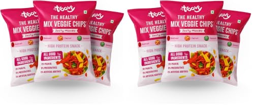 Image of Troovy Healthy Masala Vegetable Chips | Tasty & High Protein Snacks | 30% Of Protein Needs | No Palm Oil, Cholesterol or Trans Fats | 70g (Pack of 6)