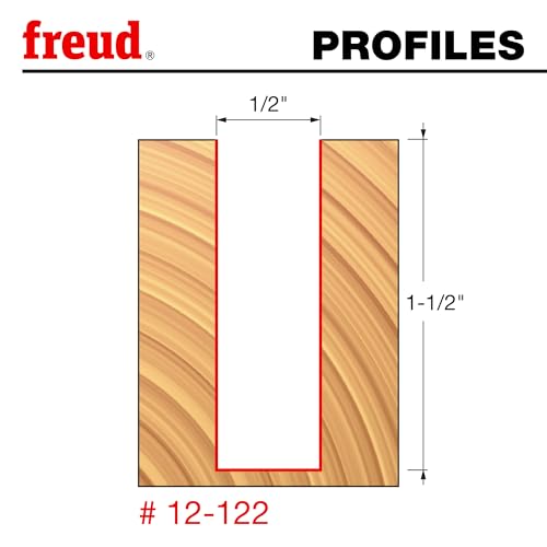 Image of Freud 12-122: 1 /2 inch (dia.) Double Flute Straight Bit with 1 /2 inch shank, 3-1 /8 inch overall length