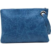 Amaze Womens Oversized Envelope Clutch Purse, Large PU Leather Evening Bag with Wristlet Strap for Wedding & Party